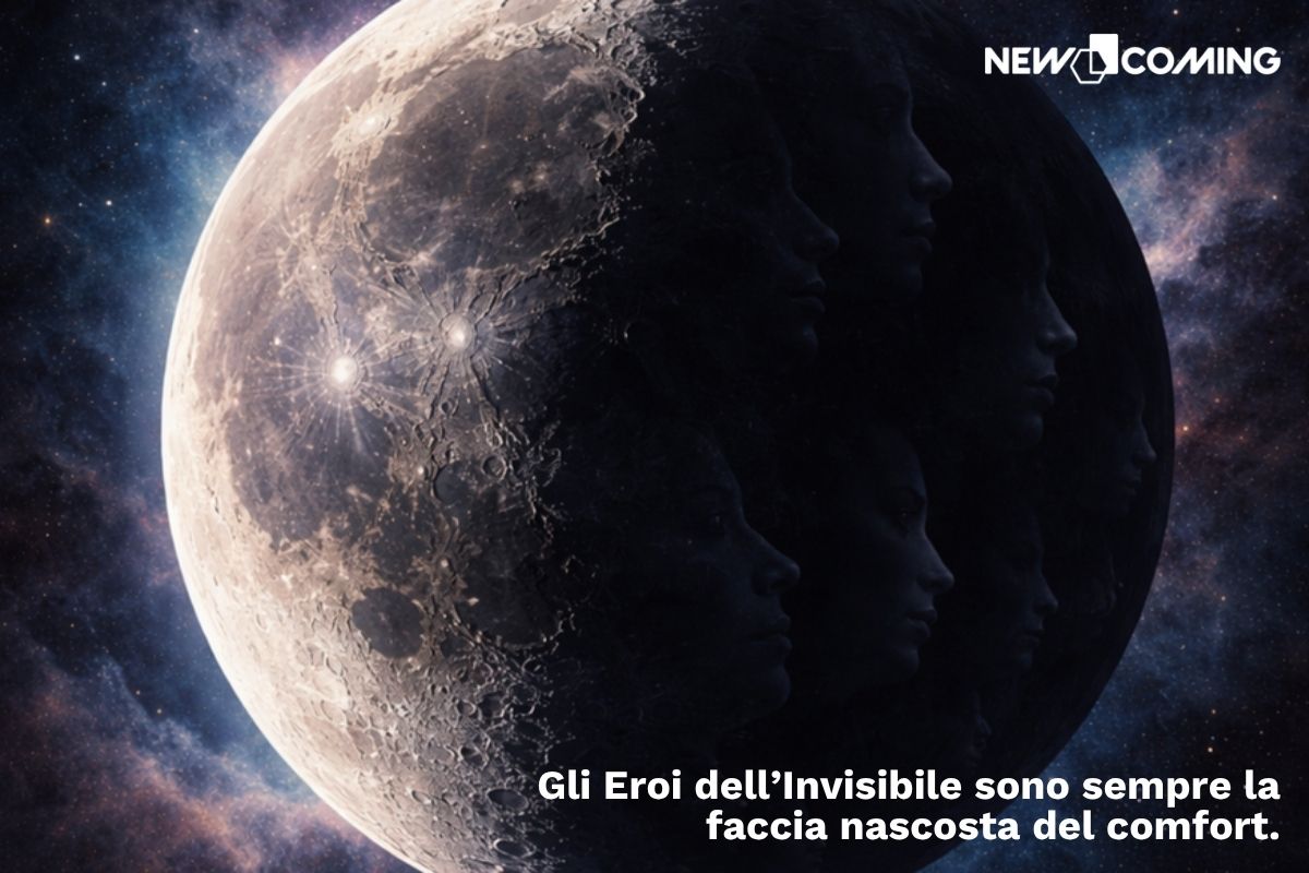 Rappresentazione della Luna con lato visibile e lato nascosto, metafora degli elementi invisibili che determinano il comfort nel foro finestra