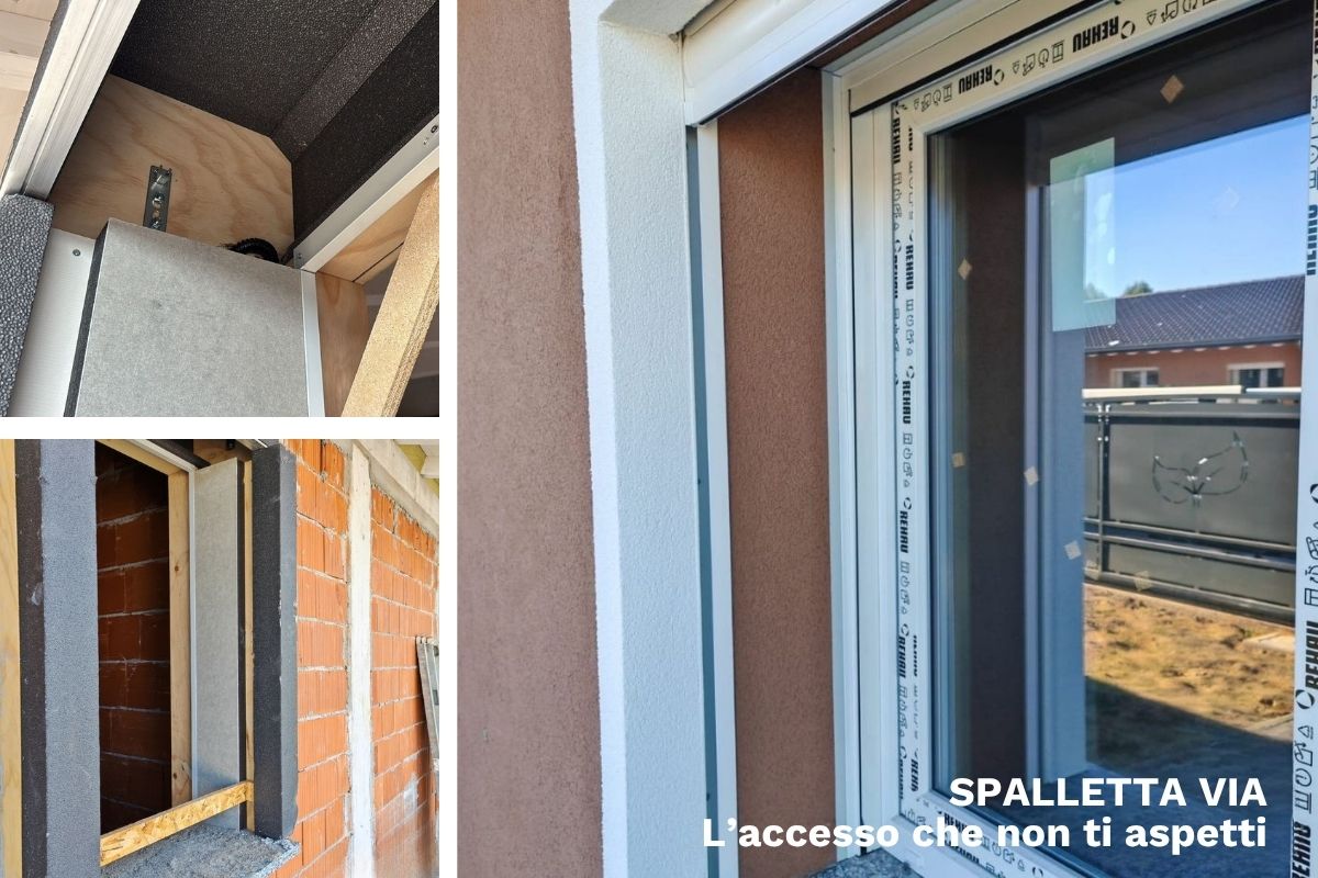 Spalletta rimovibile VIA per foro finestra installata su controtelaio, soluzione invisibile per ispezione e integrazione di zanzariere e tapparelle senza demolizioni
