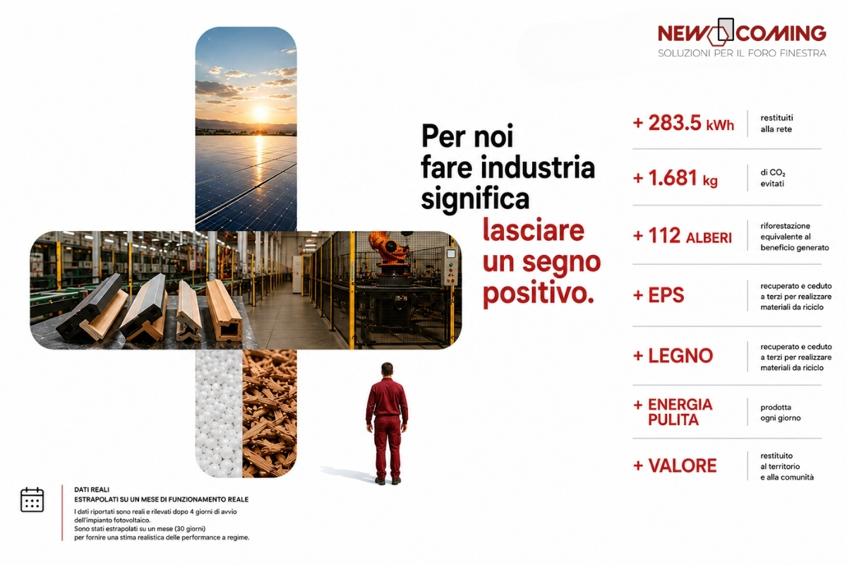Impianto fotovoltaico, produzione industriale e materiali riciclati: l'impegno di New Coming per un'industria sostenibile e l'economia circolare.